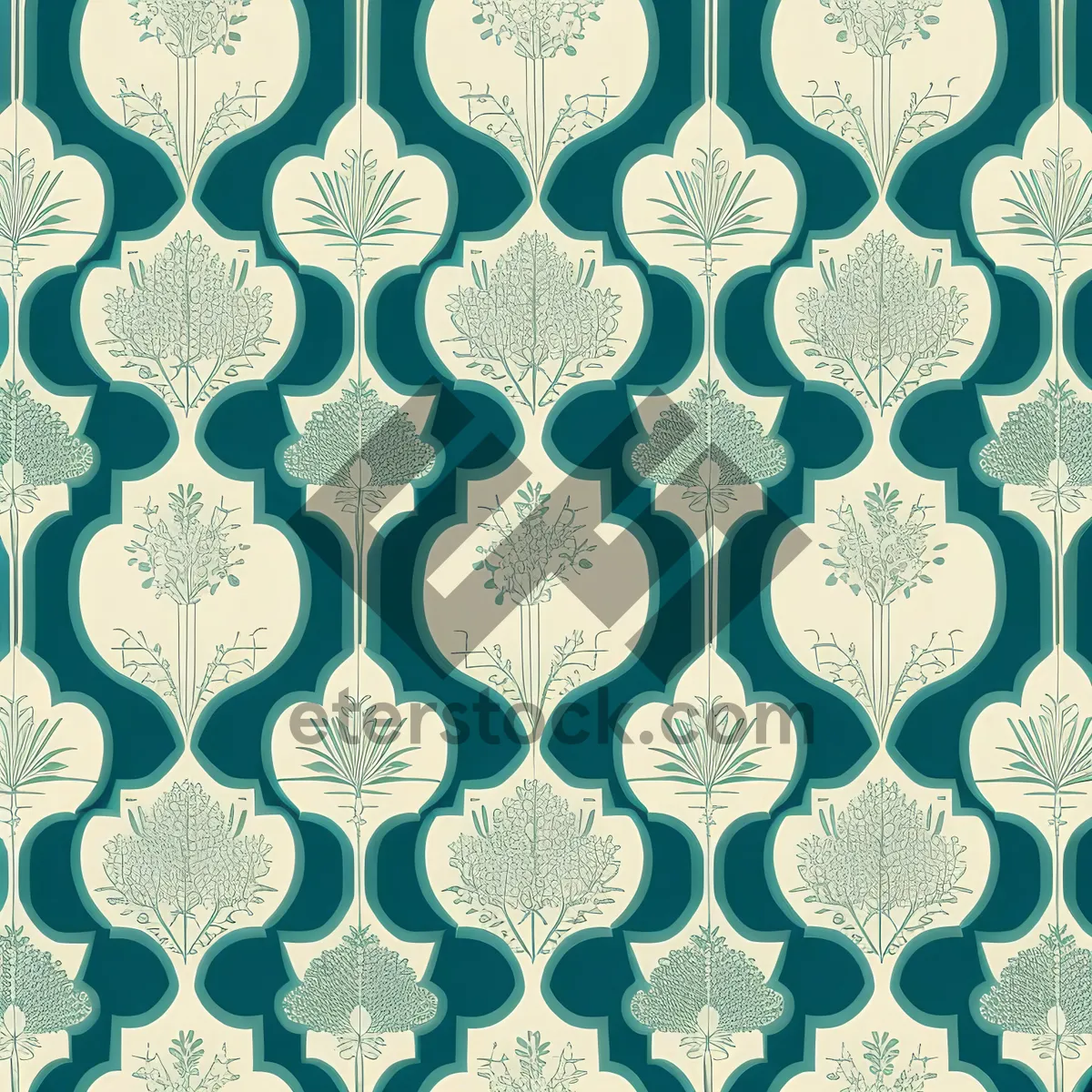 Picture of Decorative floral baroque pattern wallpaper with vintage style.