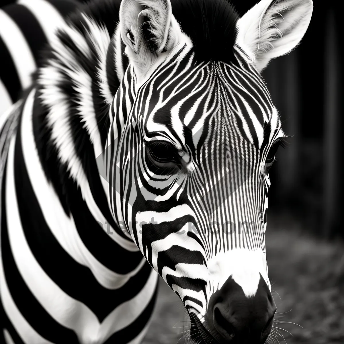 Picture of Striped Zebra Grazing in African Grasslands