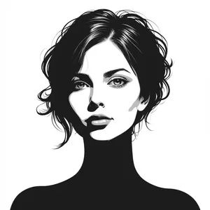 Stylish Cartoon Lady with Shoulder-Length Hair Portrait