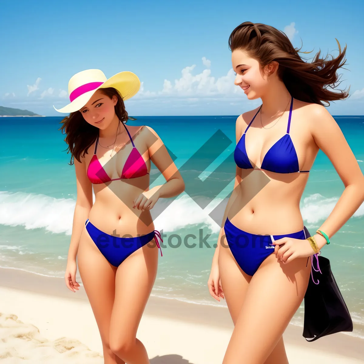Picture of Sultry Summer Beach Babe in Stylish Swimsuit