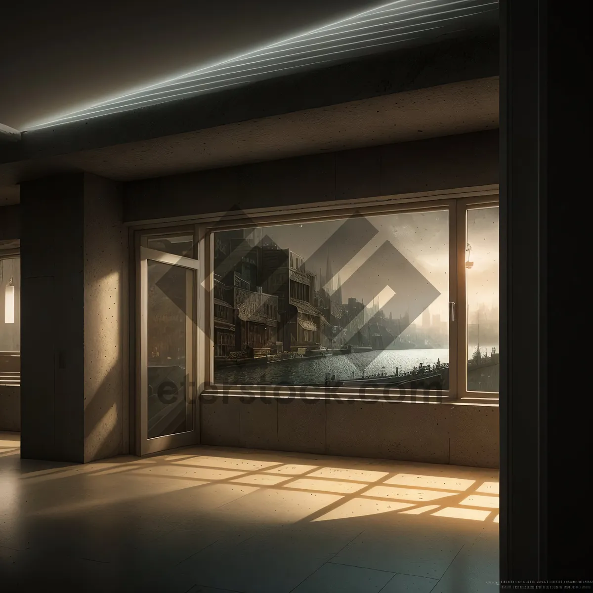 Picture of Modern Interior Sliding Door in Light-Filled Living Room