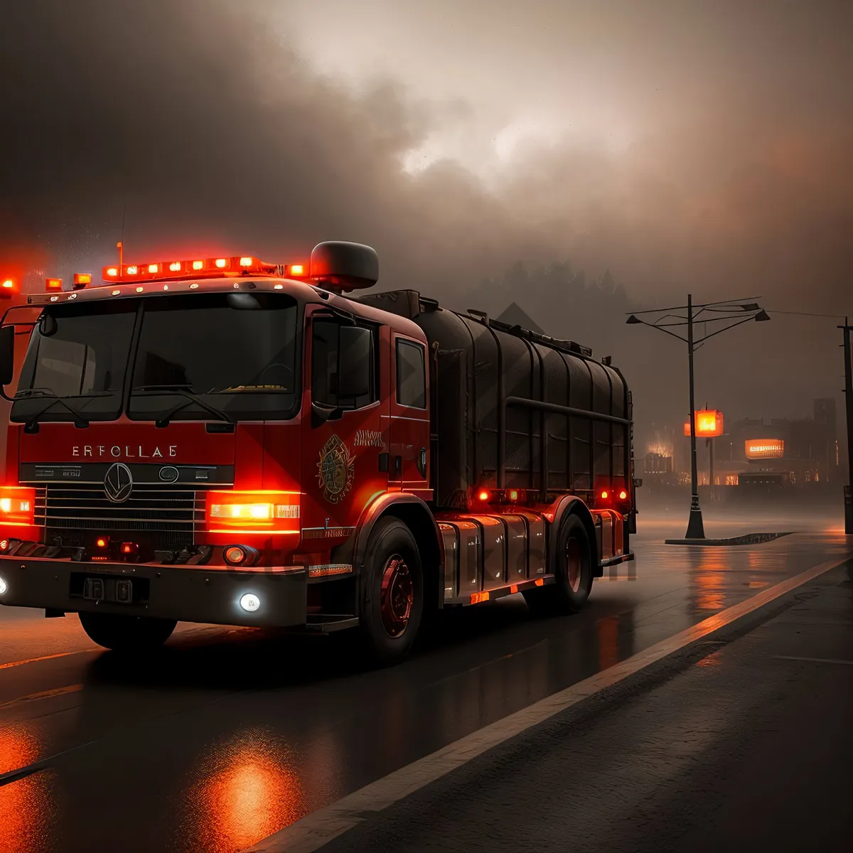 Picture of Fast and Furious Fire Engine on the Highway