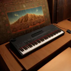 Black Upright Keyboard Synthesizer - Musical Instrument
