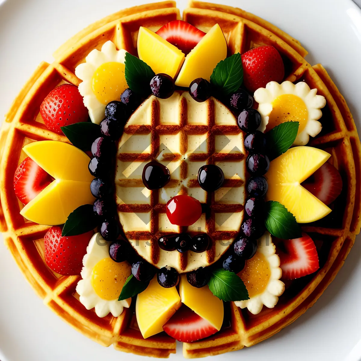 Picture of Delicious Berry-Gourmet Dessert Plate with Chocolate Sauce