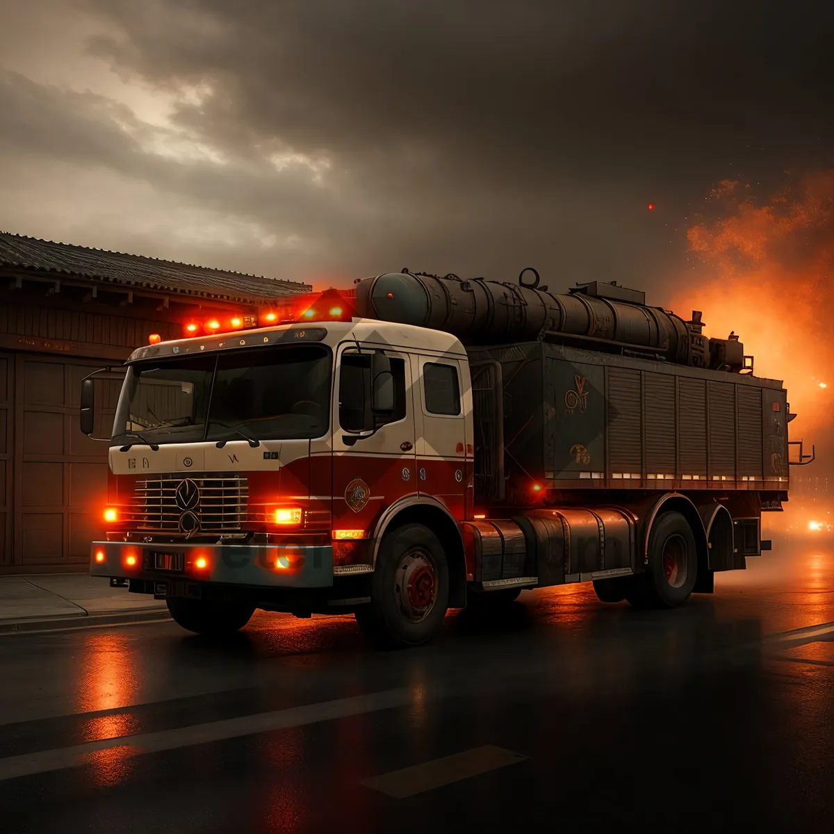 Picture of Fast Response Fire Engine on the Highway