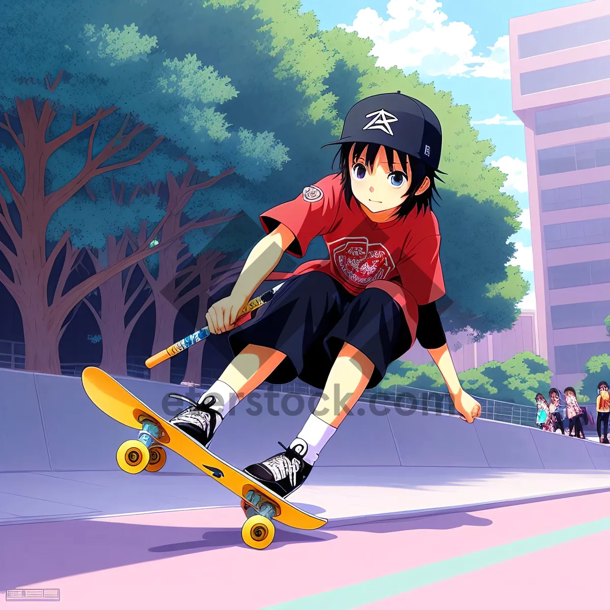 Picture of Skateboarding Man Performing Spectacular Tricks on a Skateboard