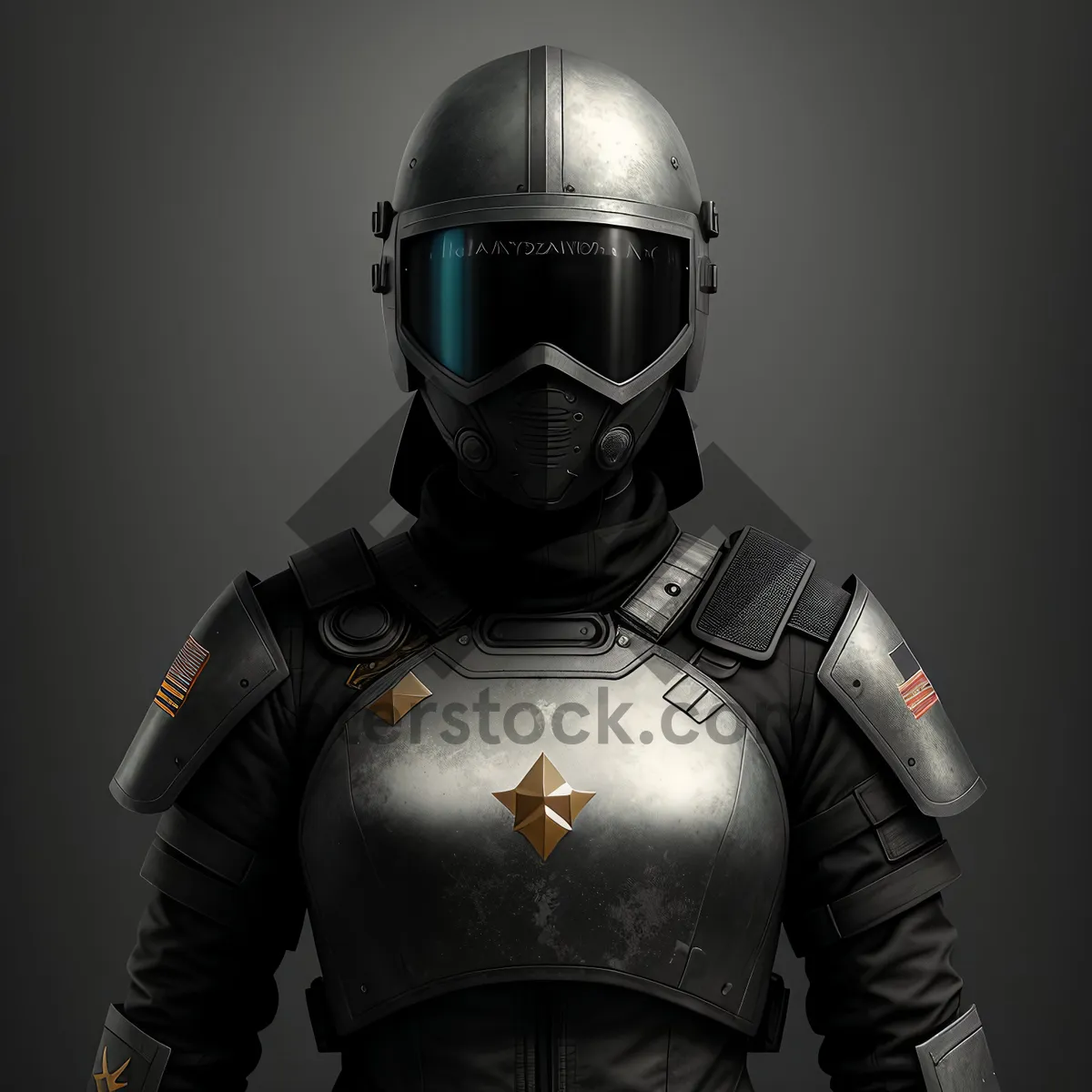 Picture of Warrior in Protective Armor and Helmet