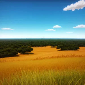 Golden Wheat Field Under Clear Blue Sky