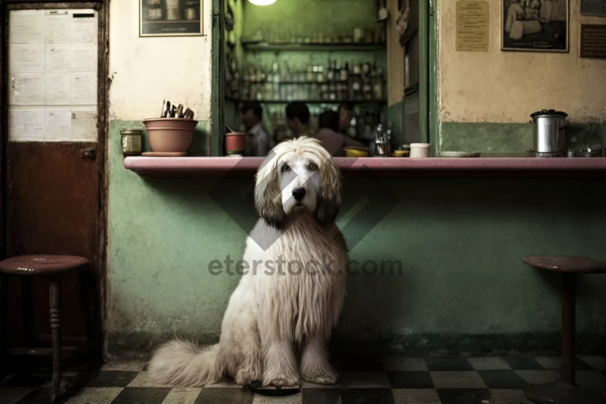 Picture of Adorable golden retriever puppy, cute domestic pet friend