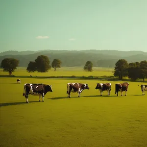 Rural Cattle Grazing in Pastoral Landscape