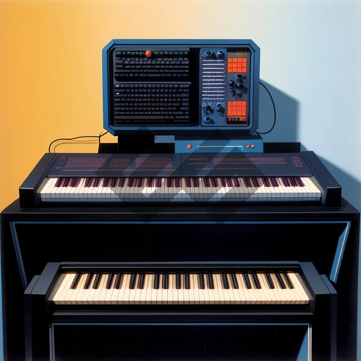 Picture of Black Electric Organ, Synthesizer - Musical Keyboard Instrument