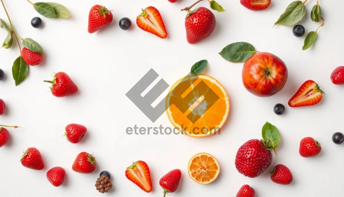 Picture of Delicious Berry Plate with Sweet Fruits and Strawberries