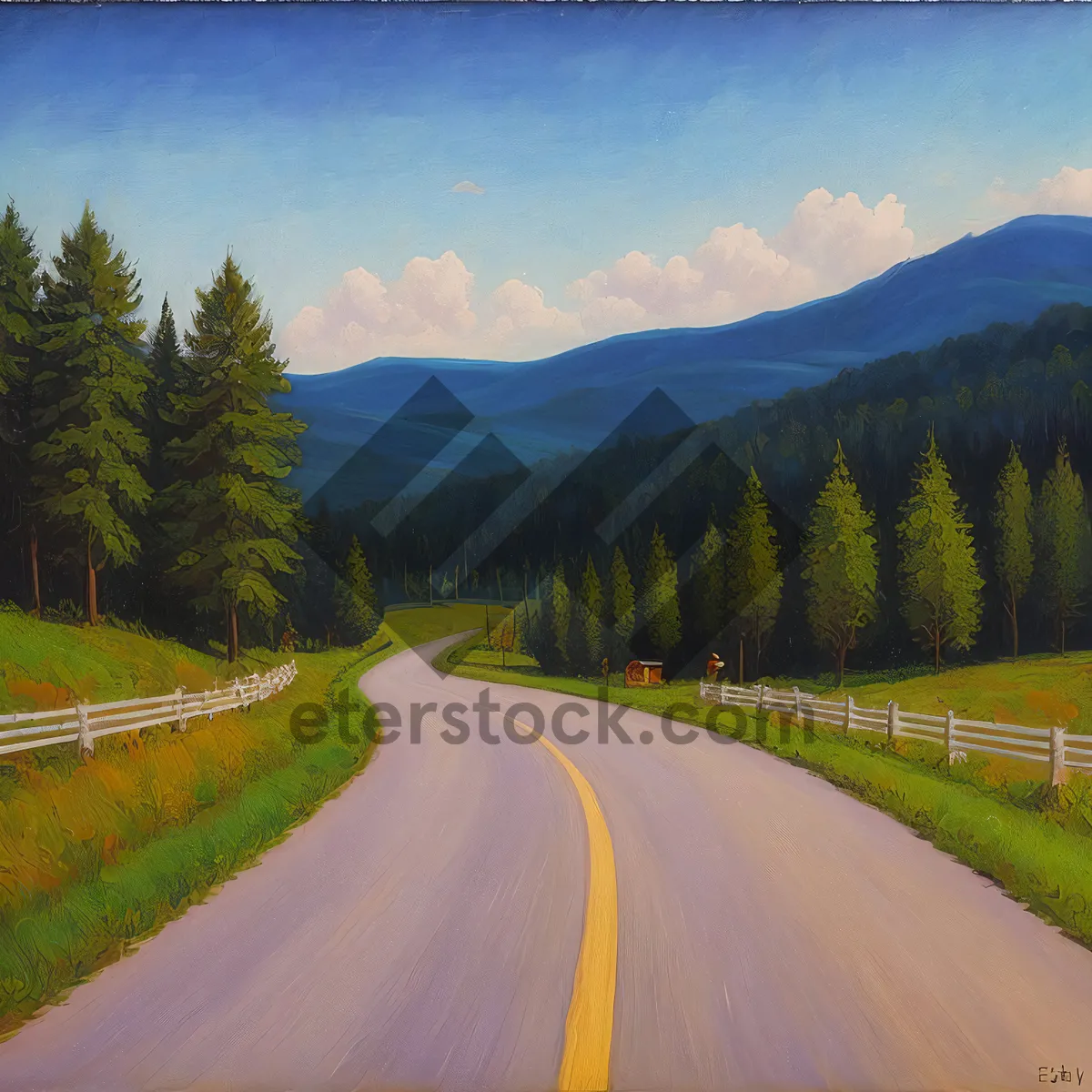 Picture of Serene Mountain Road amidst Picturesque Landscape