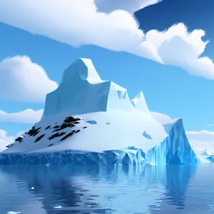 Arctic Wonderland: Majestic glacier against cloudy sky.