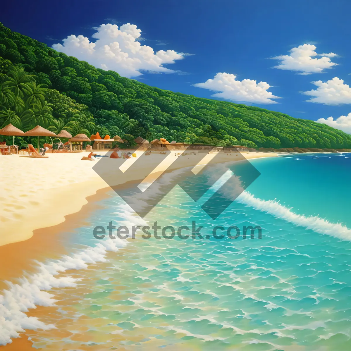 Picture of Tropical Paradise: Sun-kissed waves caressing sandy shores.