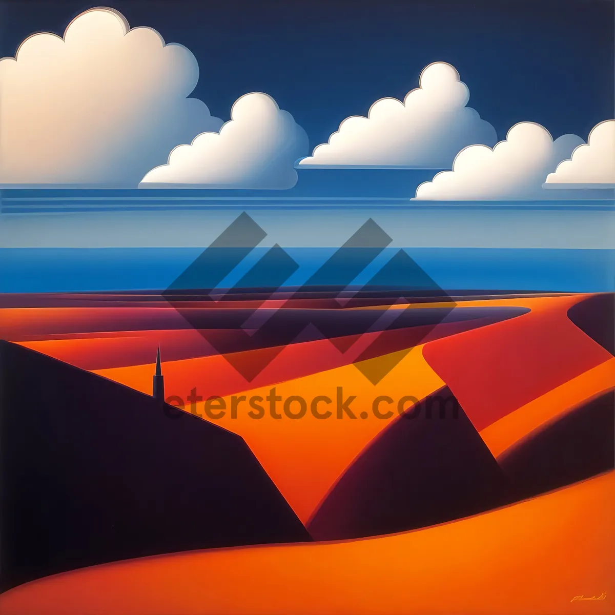 Picture of Seascape Wave - Artistic Landscape with Sun Symbol