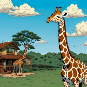 Majestic Giraffe Gracefully Roaming the Savanna