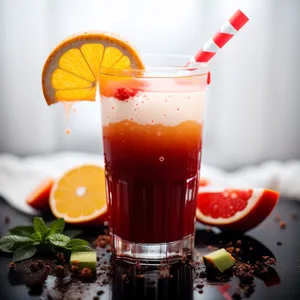 Healthy fruit juice refreshment in glass cup