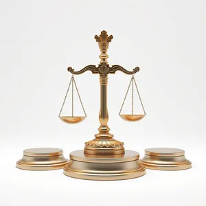 3D golden justice scale symbol