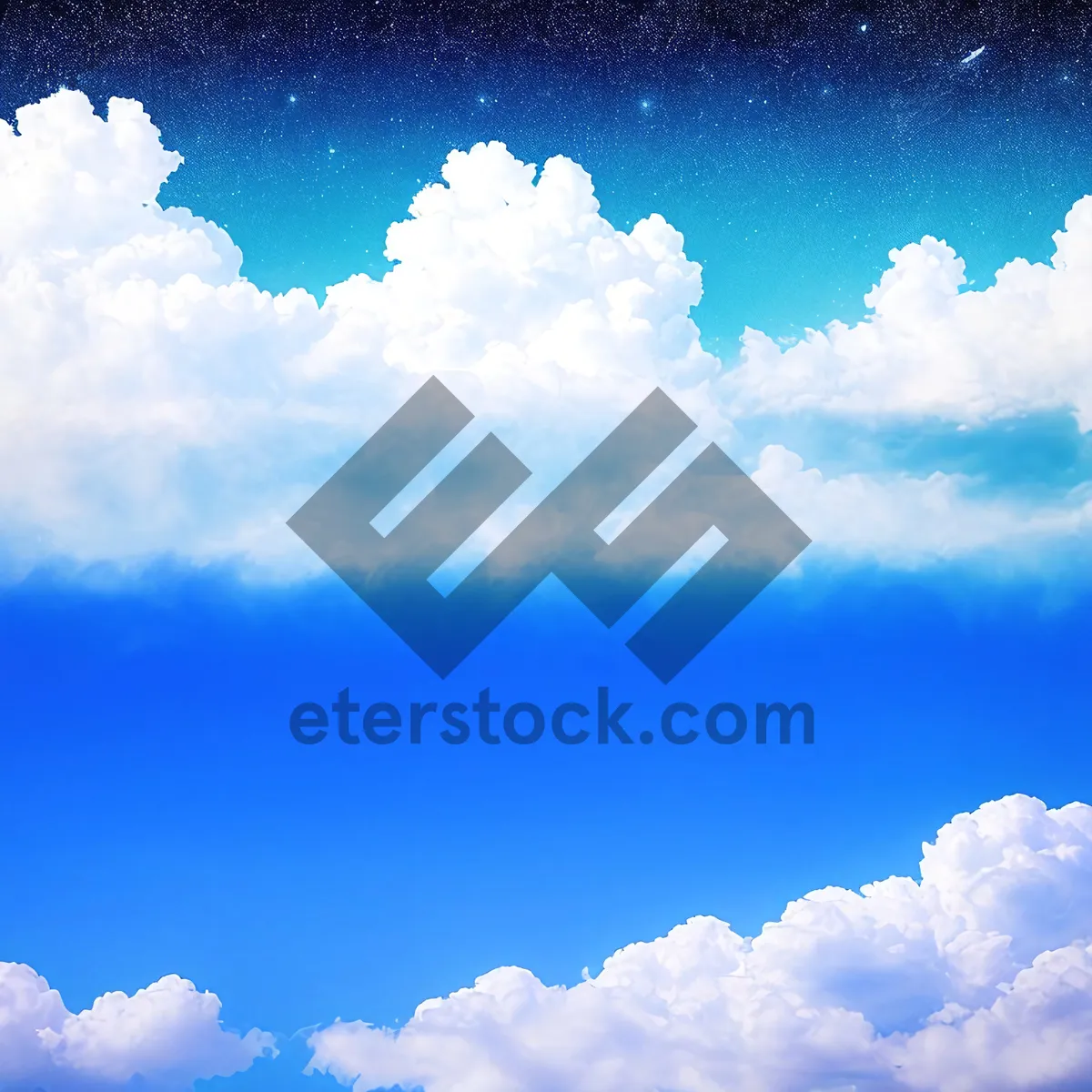 Picture of Vibrant summer sky with fluffy clouds.