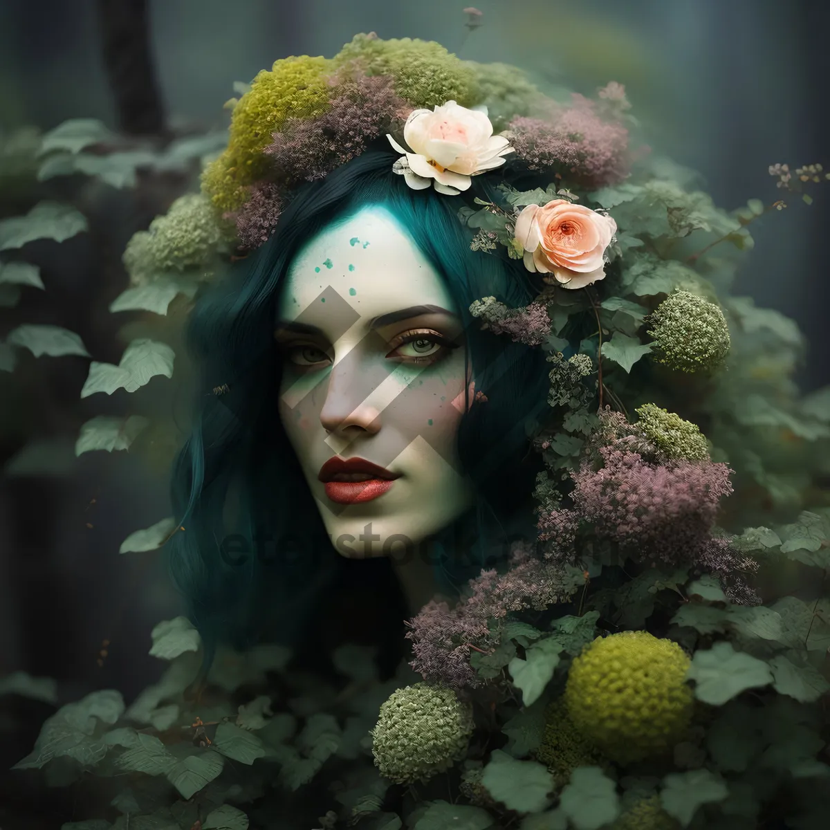 Picture of Underwater Vegetable Portrait with Plaything Doll Fish