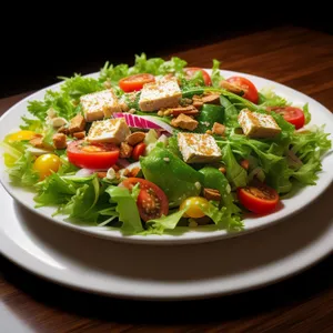 Delicious Gourmet Vegetable Plate with Fresh Salad