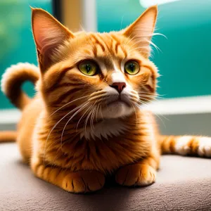 Furry feline curious kitty with adorable eyes