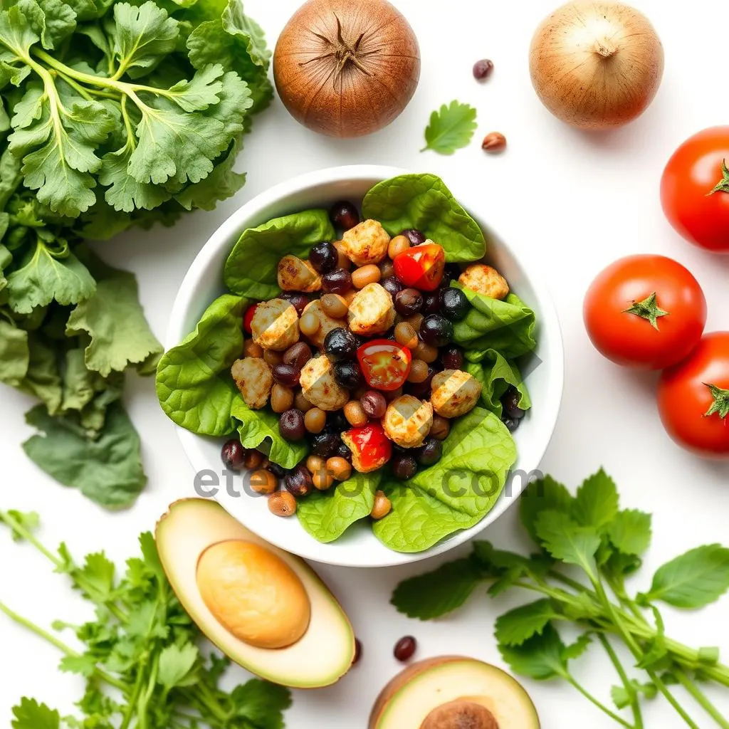 Picture of Fresh Garden Salad with Tomatoes and Cucumbers