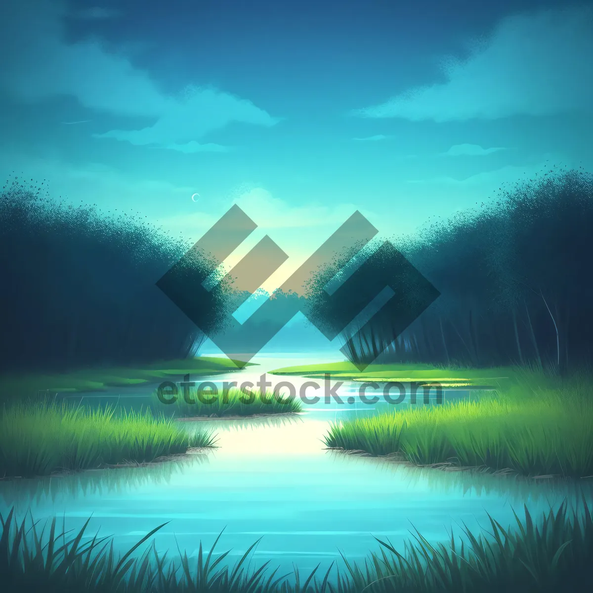 Picture of Reflective Sunset over Serene Lake