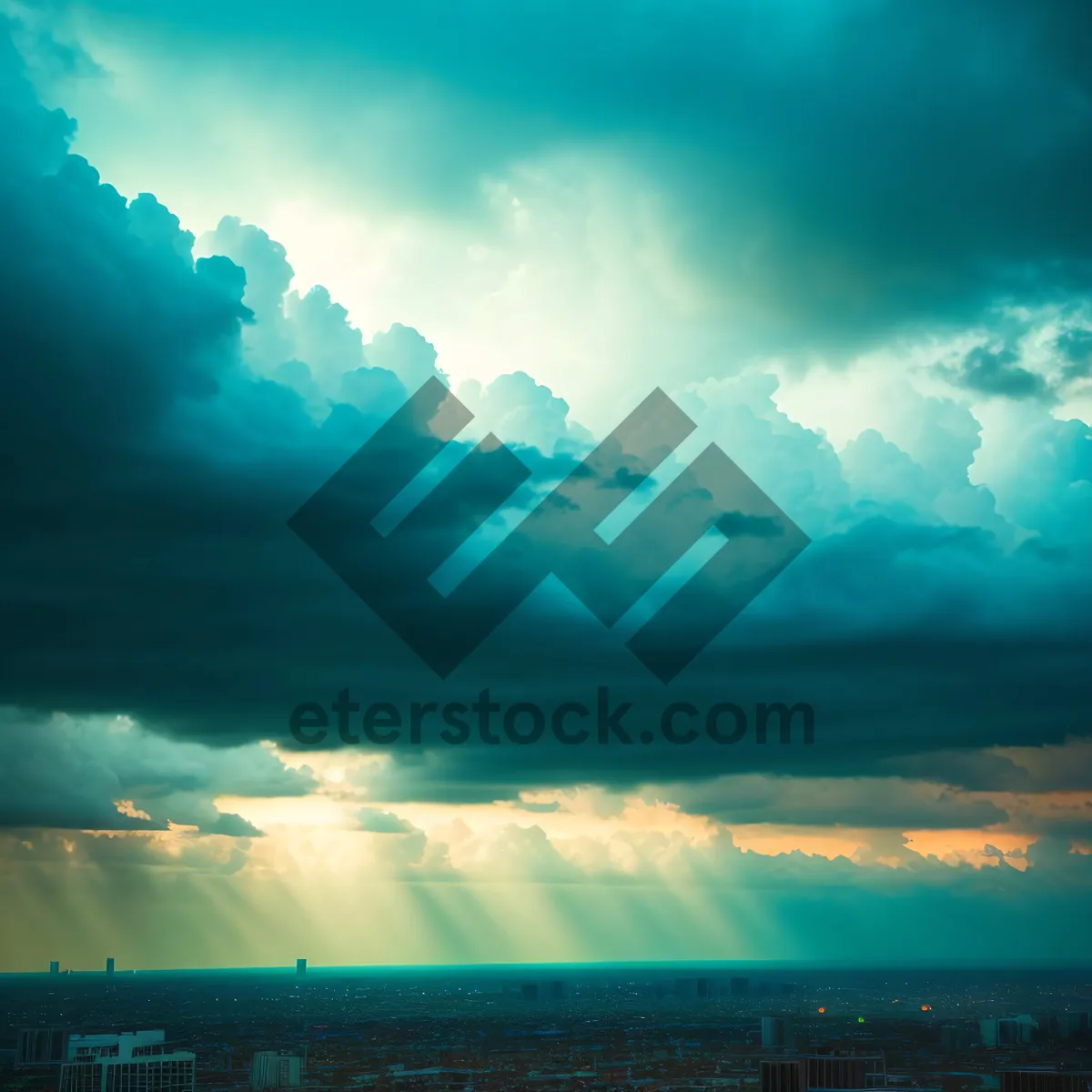 Picture of Golden Sunset Over Ocean Horizon