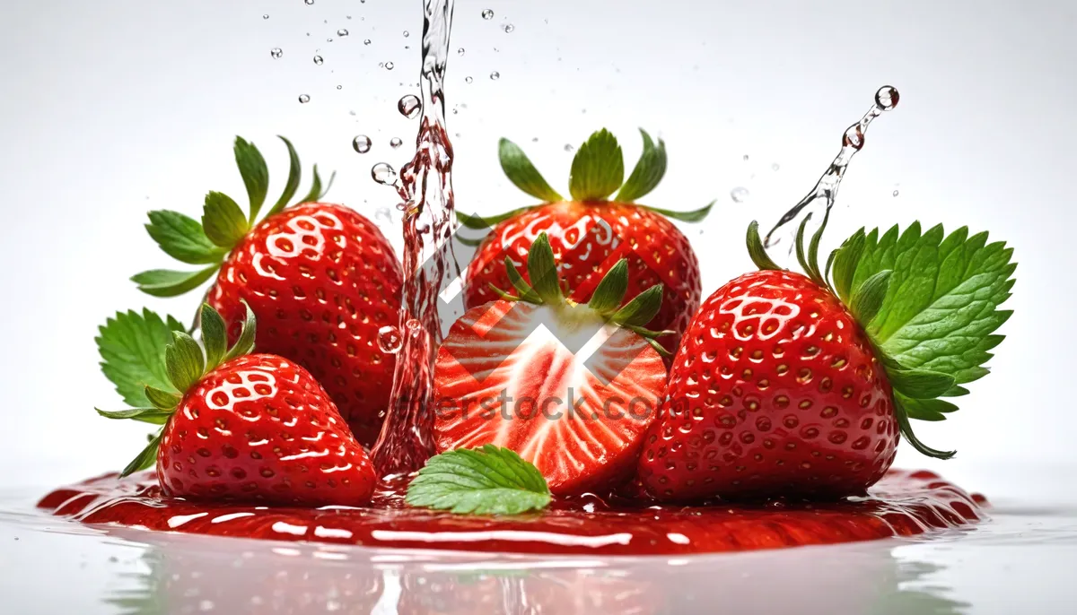 Picture of Juicy Fresh Strawberry Closeup - Healthy Summer Snack