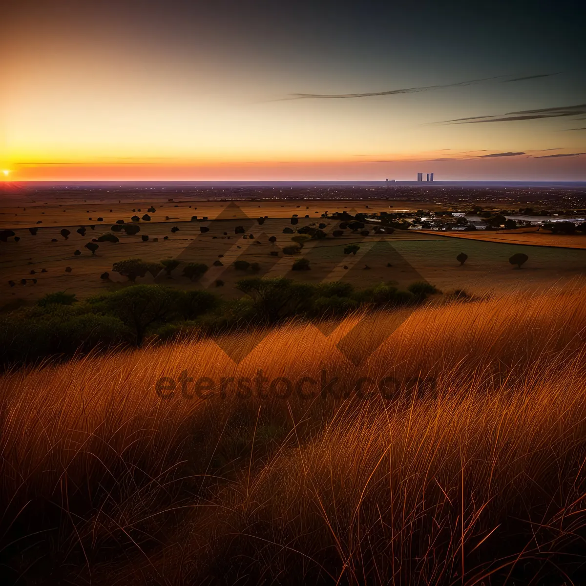 Picture of Golden Seascape: Sunset Over Beach Horizon