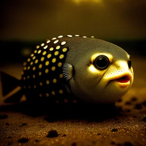 Colorful Tropical Reef Underwater Aquarium with Puffer, Eel, and Fish.