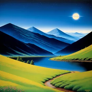 Vibrant Sunset over Meadow: Tranquil Nature Scene
