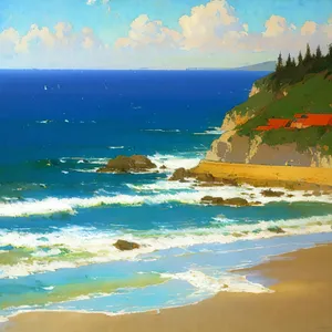 Serene Coastal Waters under Clear Blue Skies