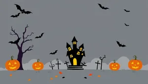 Spooky Moonlit Halloween Night Silhouette Pumpkin Patch