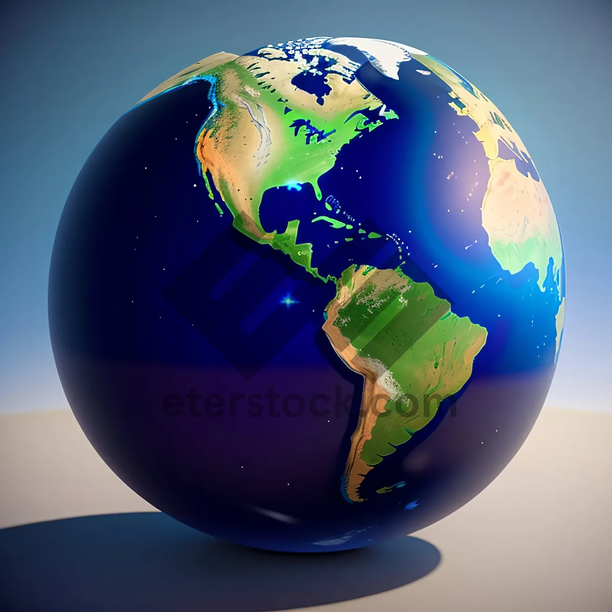 Picture of Earth's Global Sphere, 3D World Map