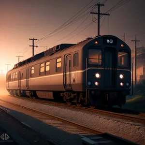 Vintage Electric Passenger Train at Railroad Station