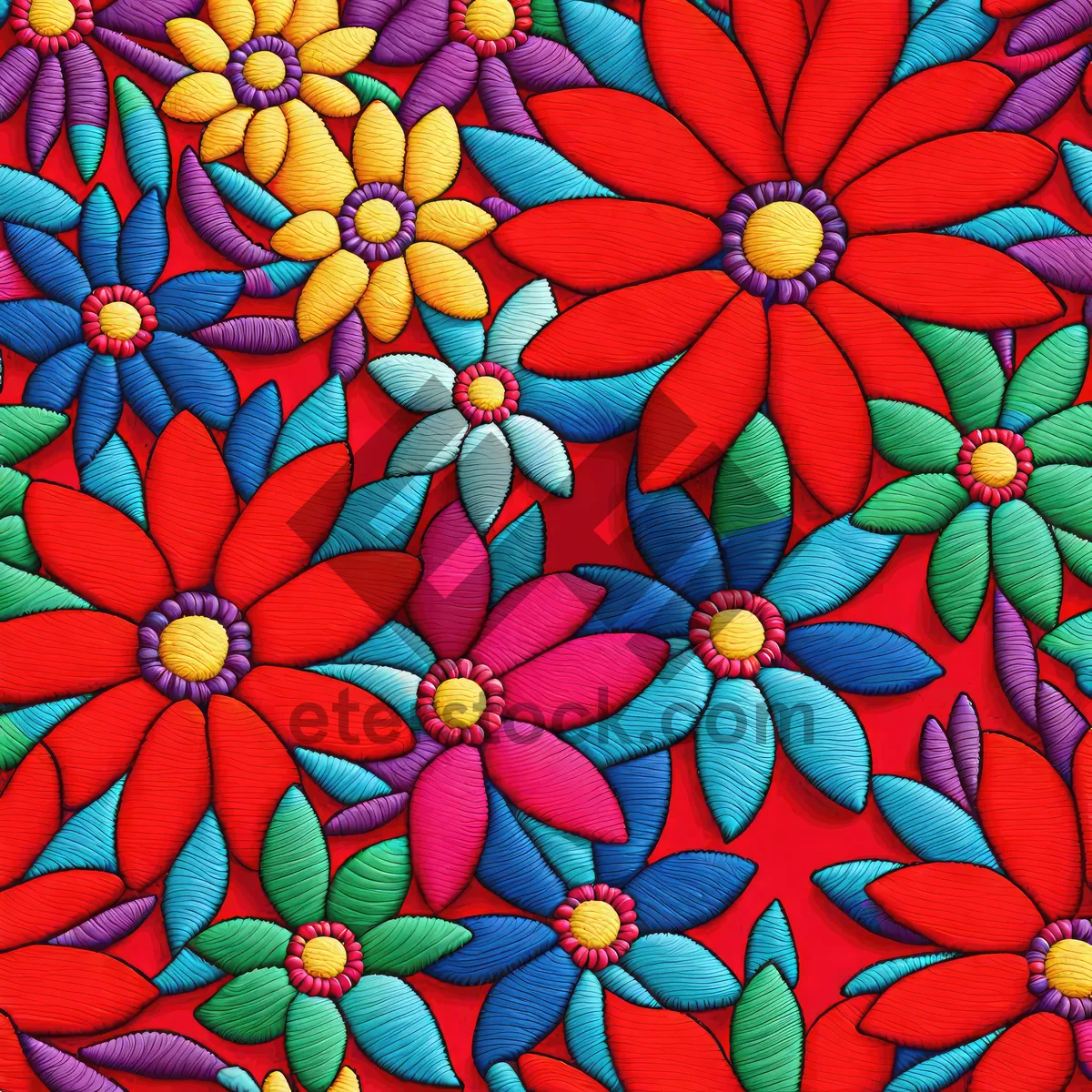 Picture of Colorful floral wheel design for spring wallpaper.