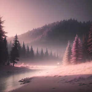 Picturesque Winter Wonderland: Majestic Snowy Mountain Landscape