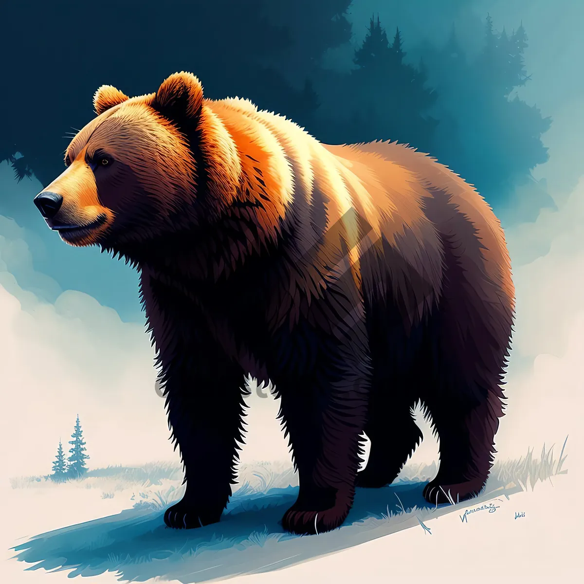 Picture of Cute Brown Bear in the Wild