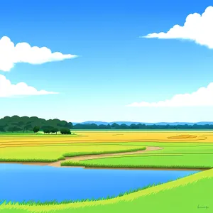 Serene Summer Countryside Scene with Rolling Hills