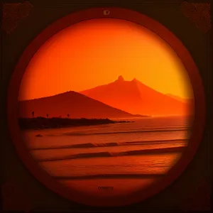 Graphic planet icon with light and orange design