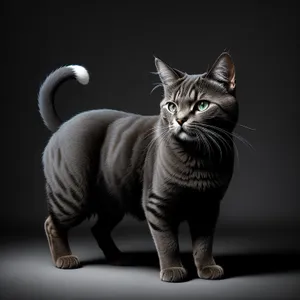 Curious Gray Tabby Kitty with Furry Whiskers