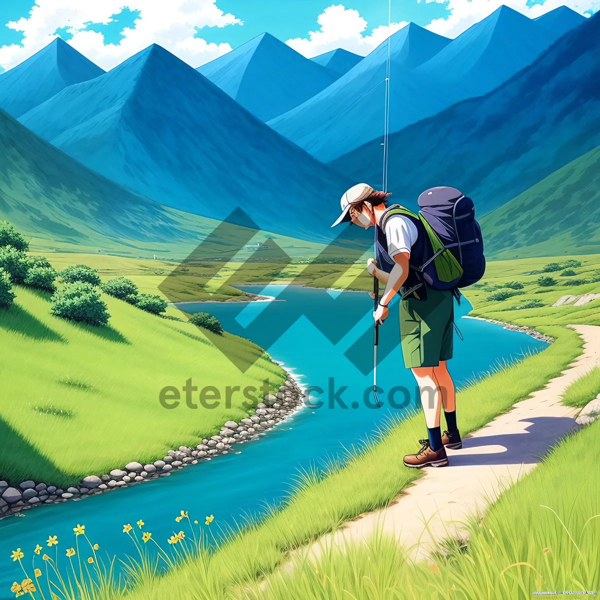 Picture of Vibrant summer meadow under blue sky