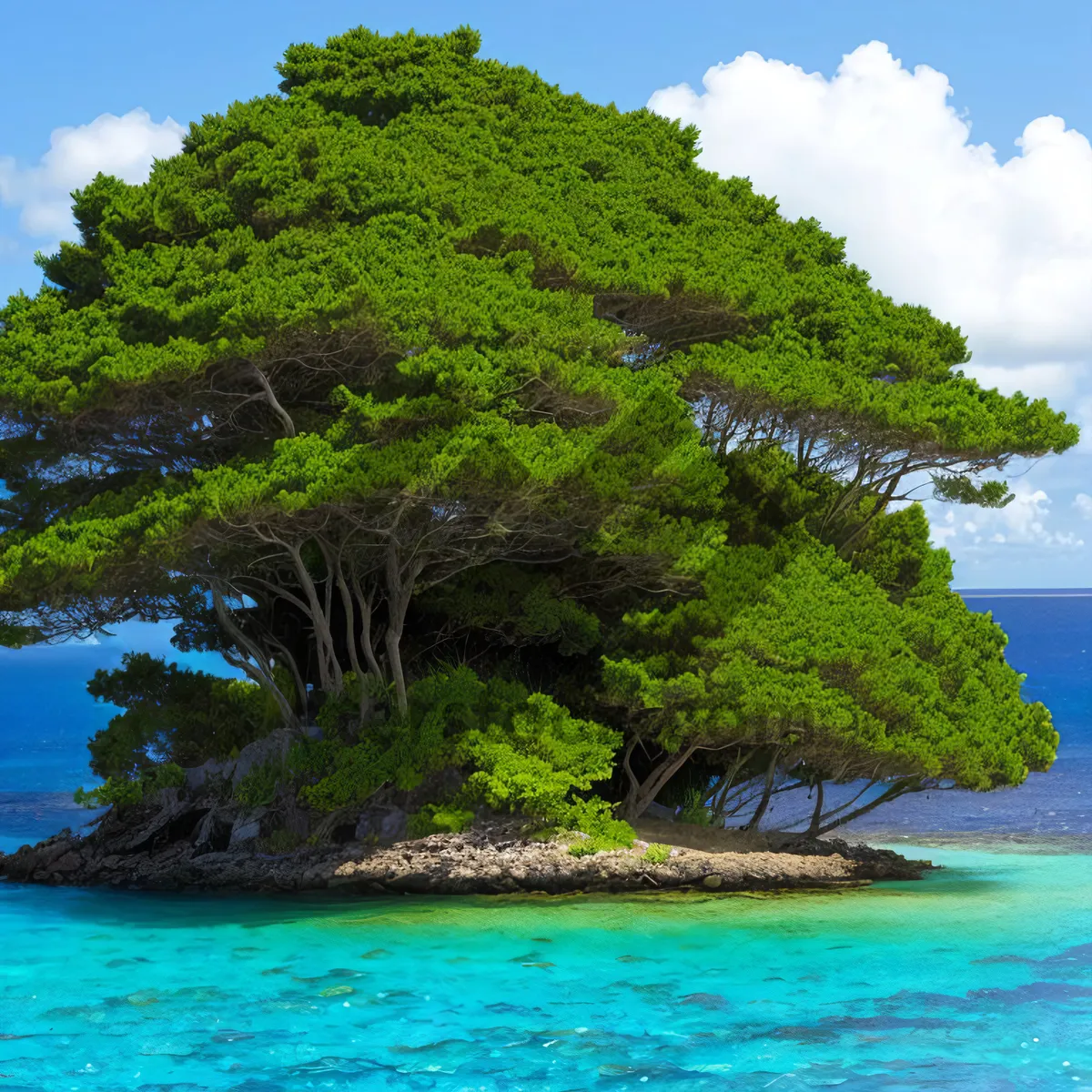 Picture of Tranquil Paradise: White Mangrove on Sandy Tropical Beach