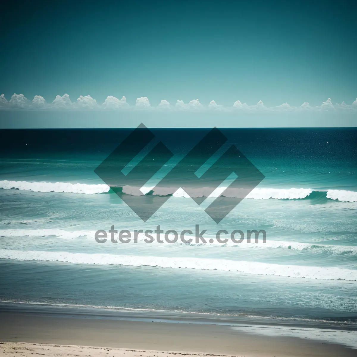 Picture of Serene Coastal Bliss with Turquoise Waves and Sunny Skies