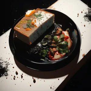 Gourmet grilled beef steak with fresh vegetables and sauce.