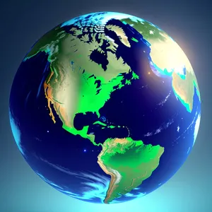 Global Earth Map Icon with Shiny 3D Design