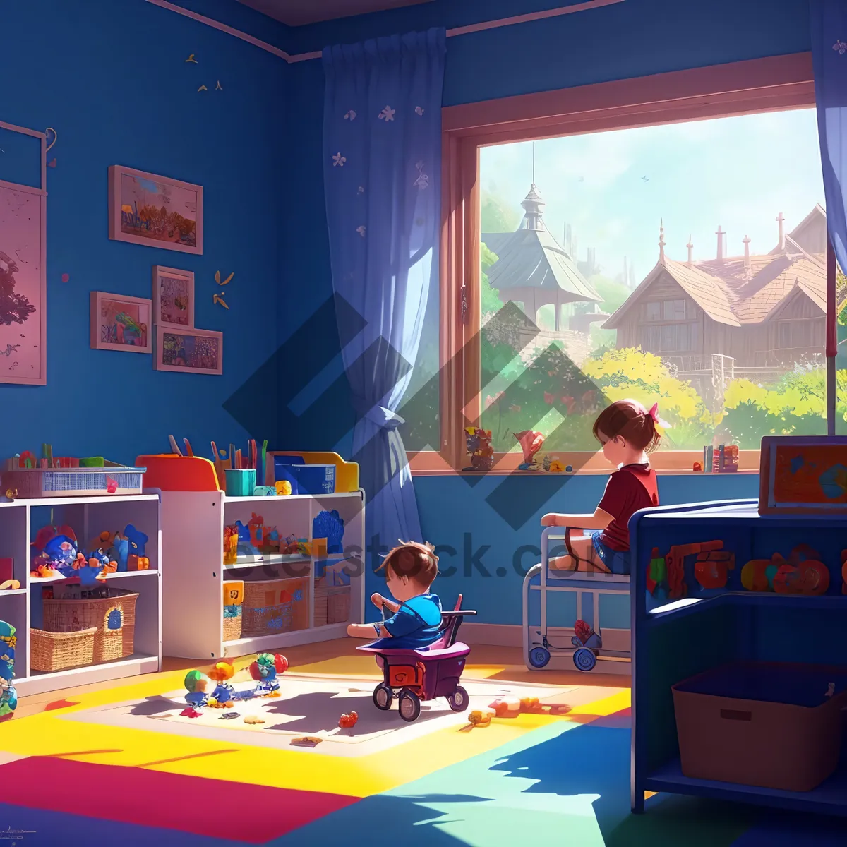 Picture of Group of people working in well-lit classroom.